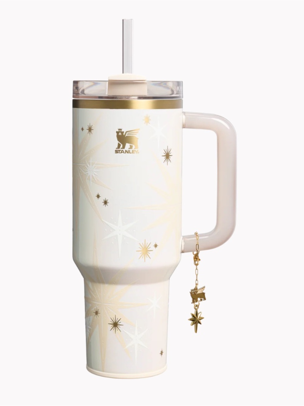 Stanley Ivory Tumbler with Gold Star Accents and Handle